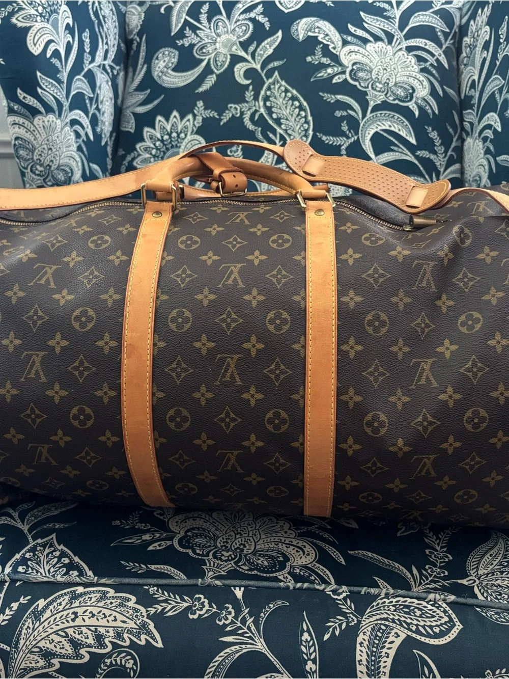 Authentic Louis Vuitton Monogram Keepall Duffle Bag - Brown/Tan BIG BAG